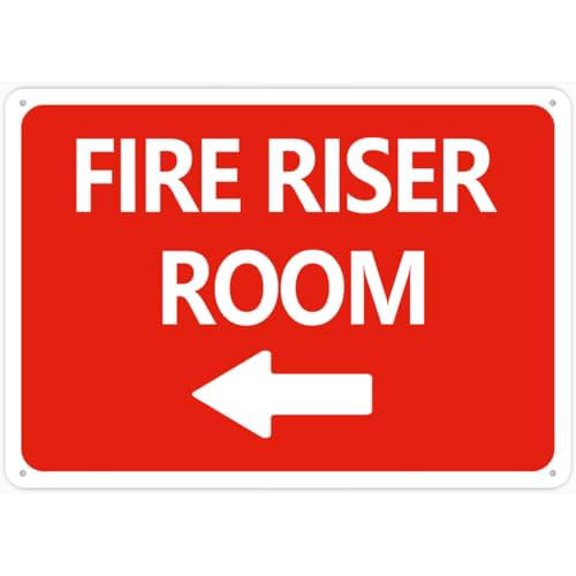 Fire Riser Room Left Arrow 12 X 8 Inch Metal Sign, Rustproof Aluminum, Multicolor