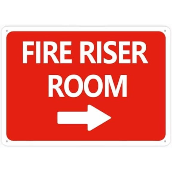 Fire Riser Room Right Arrow For Business 8""X12"" Rust Free Aluminum Uv Printed