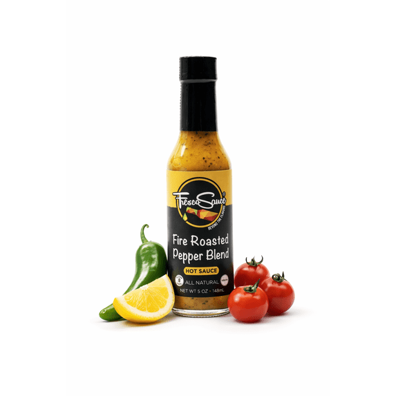 Fresco Sauce Fire Roasted Pepper Blend Hot Sauce, Jalapeño & Serrano, Gluten Free, Vinegar Free, All Natural, Vegan