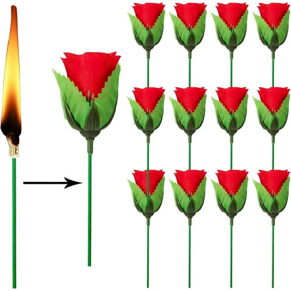 Fire Rose Magic, Tricks Show Props with Wax Block for Stage,Street,Party,12PCS