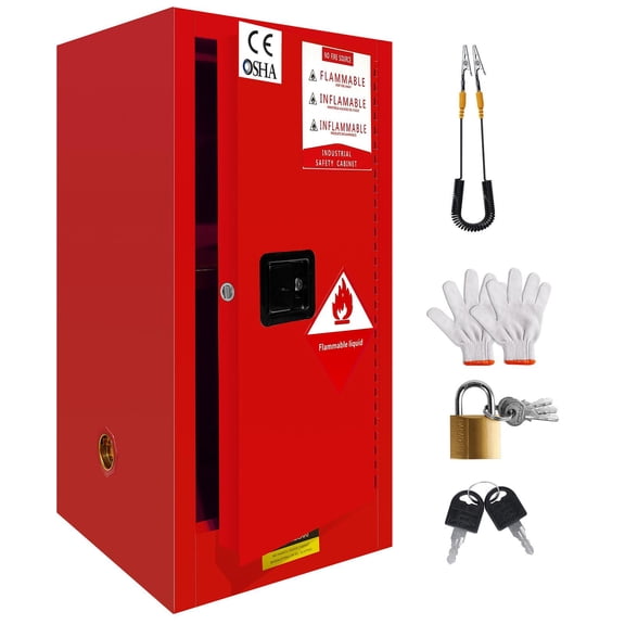 Fire Safety Cabinet, 5-6 Gallon Flammable Storage Cabinet with Vent Design, Galvanized Steel Cabinet for Lab Chemical Safety