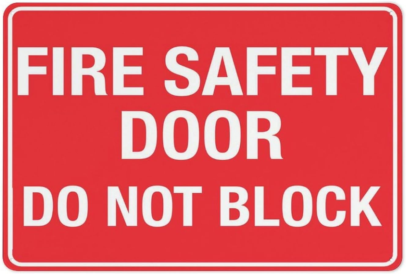 Fire Safety Door Do Not Block Sign 8"x12"ch Metal Sign, Rustproof ...
