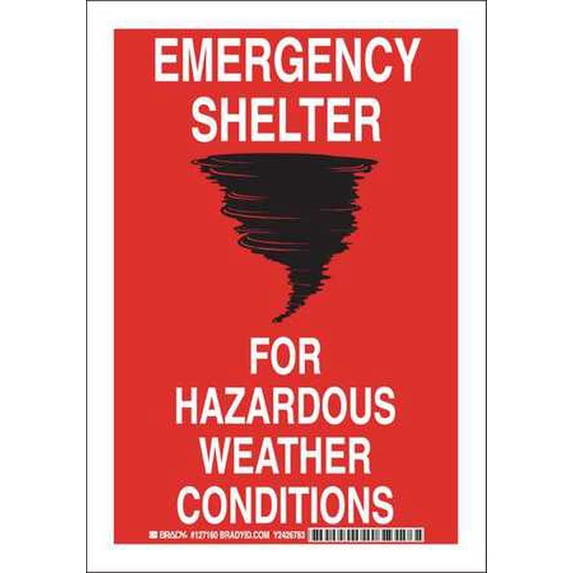 Fire Safety Sign,Poly,10 x 7 in,Red/Blk BRADY 127160