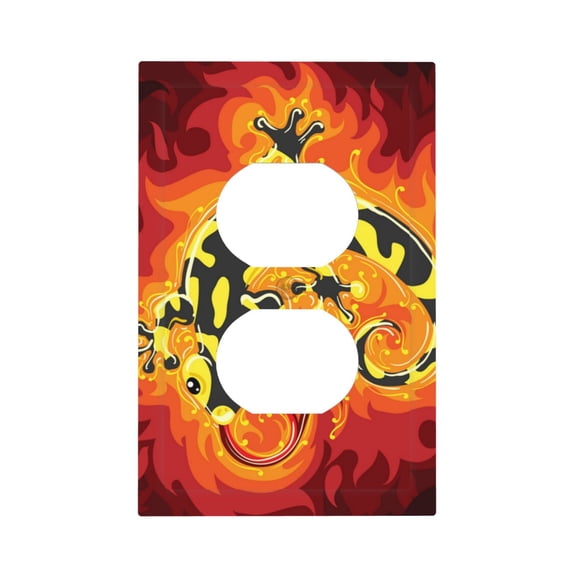 Fire Salamander In Flame Duplex Wall Plate 1 Gang Decorative Electrical Outlet Light Switch Cover Switchplate