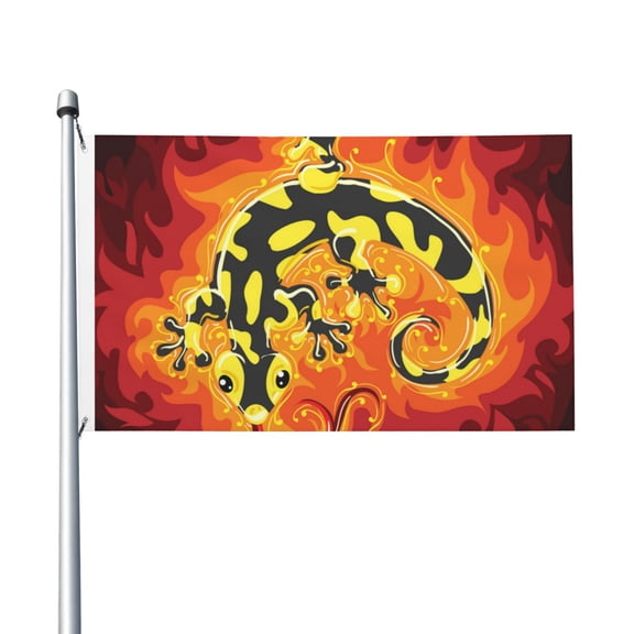 Fire Salamander In Flame Flag 3X5 Ft Garden Yard House Flags Banner Sign Outdoor Indoor Party Home Garden Decoration