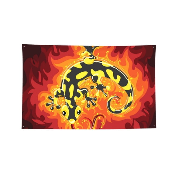 Fire Salamander In Flame Four Hole Decorated Banner Flag for Garden Yard Home Decoration Indoor Outdoor 2x3 Ft