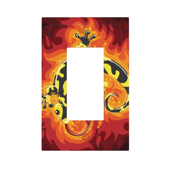 Fire Salamander In Flame Light Switch Cover Decorator Single Gang Wall Plate 1-Gang Receptacle Outlet Decor