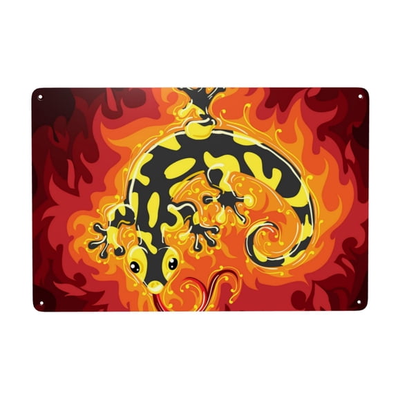 Fire Salamander In Flame Metal Tin Sign Garden Signs Kitchen Wall Art Decoration Home Decor 8X12Inch