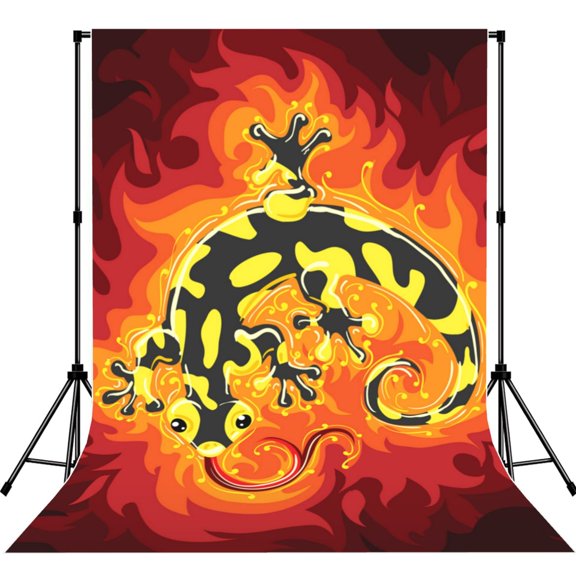 Fire Salamander In Flame Photography Backdrop 5x7Ft Background for Photo Studio Video Recording Birthday Party Wedding Home Decor
