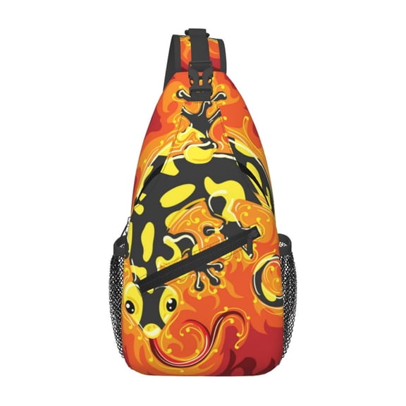 Fire Salamander In Flame Sling Backpack Shoulder Chest Crossbody Bag Causal Travel Hiking Daypack