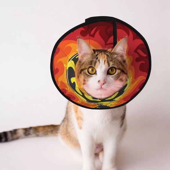 Fire Salamander In Flame Soft Pet Recovery Collar for Cats Small Dogs, Protective Elizabeth Collar for Post-Surgery, Anti-Lick & Anti-Scratch