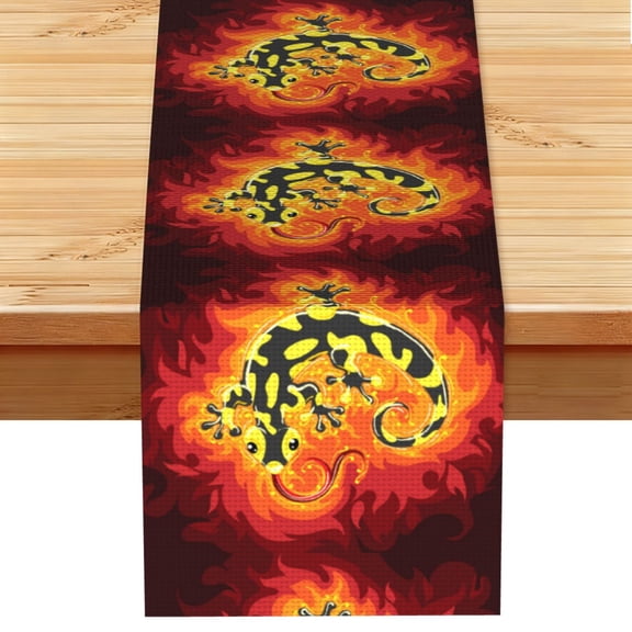 Fire Salamander In Flame Table Runner 13x72 Inch for Dining Table Kitchen Wedding Party Decor Fireplace Mantle