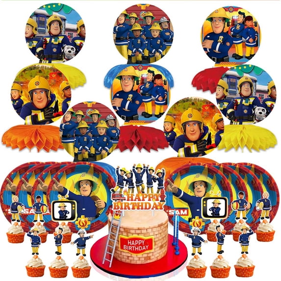 Fire Sam Party Supplies Decor Plates Fans Decorations Honeycomb Centerpieces Cake Toppers