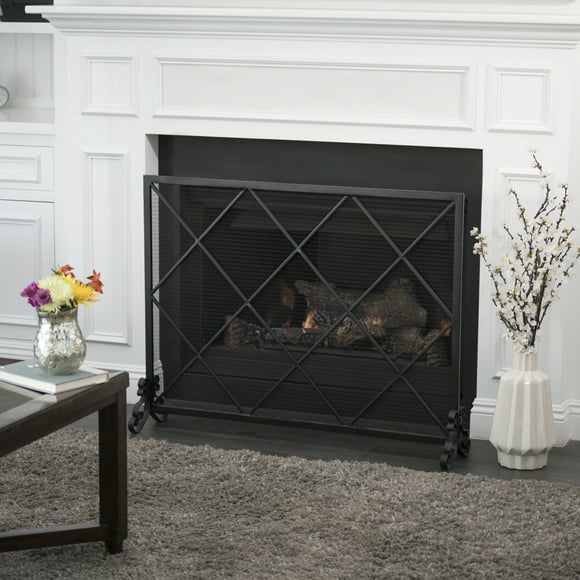 Fire Screen Spark Guard for Indoor Fireplaces Heavy Duty Steel Mesh Screen with Adjustable Fit Protects Floors from Embers