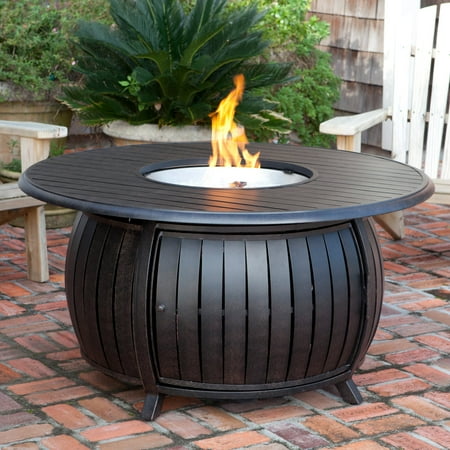Fire Sense - Grand Cooper Aluminum Round LPG Fire Pit - Antique Bronze