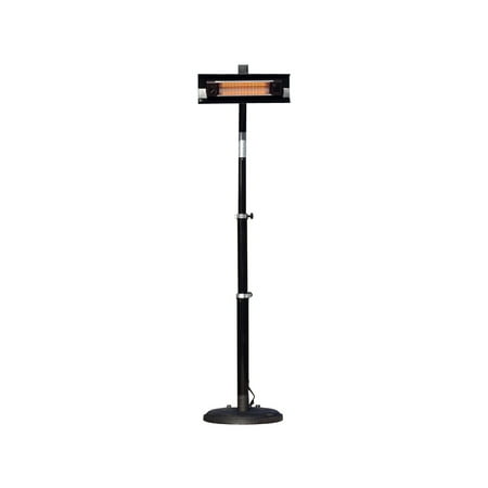 Fire Sense Telescoping Offset Pole Mounted Infrared Patio Heater With Wheels 1500 Watt, Tip over Protection System Cover Included - Black