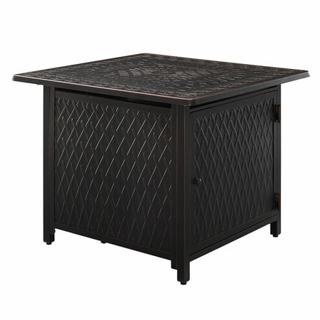 Fire Sense - Cartney Square Aluminum LPG Fire Pit - Antique Bronze