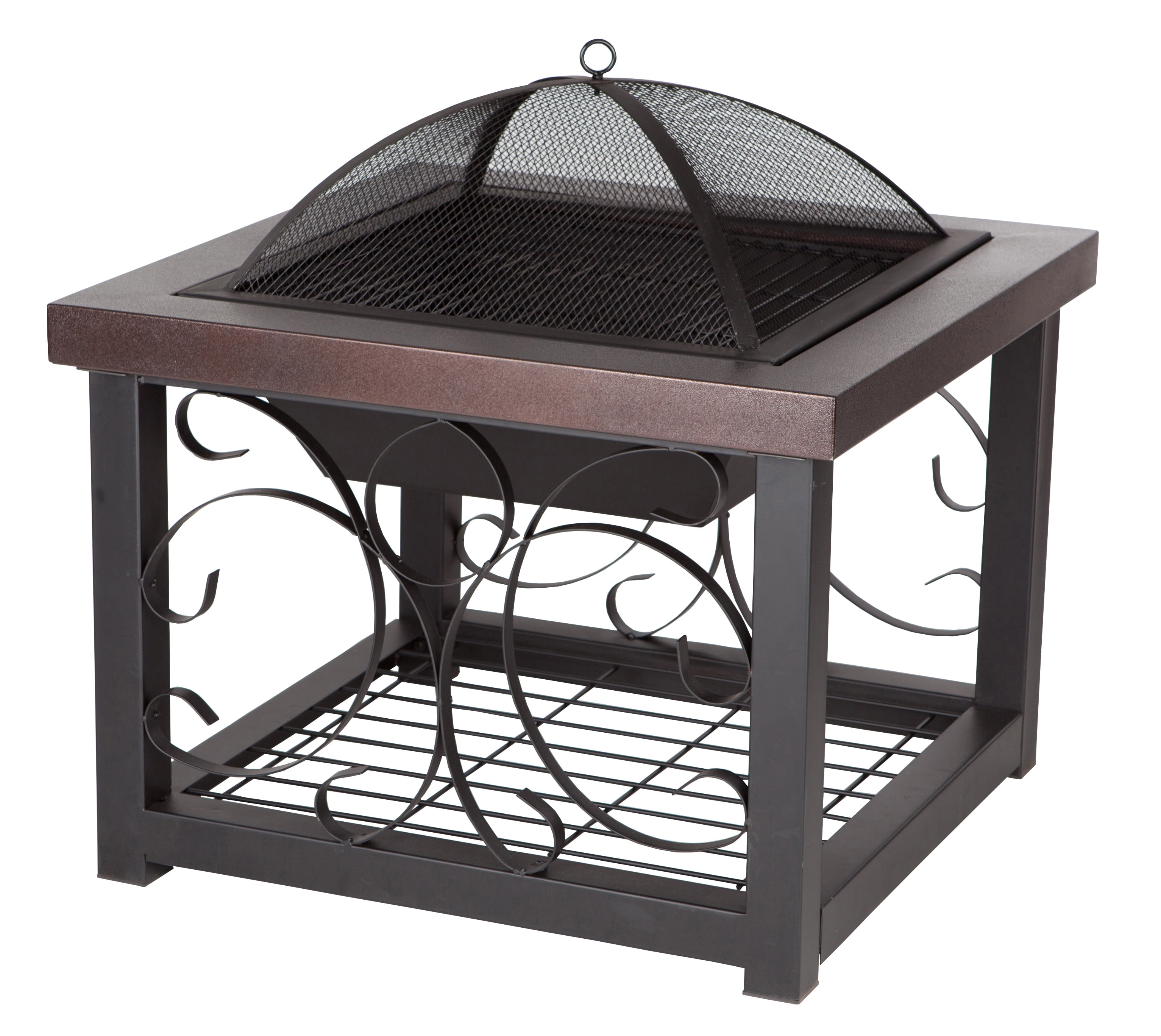 30" Bronze Wood Fire Pit Table with Storage Rack