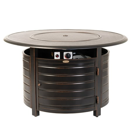 Fire Sense - Finn Round Aluminum LPG Fire Pit - Antique Bronze