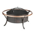 thumbnail image 1 of Fire Sense Fire Pit Copper Rail Steel Fire Bowl with Weave Pattern Included Screen Lift Tool-Antique Bronze-27.5", 1 of 13