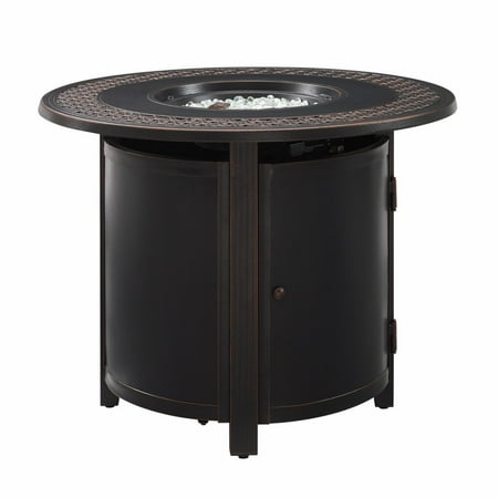 Fire Sense - Franklin Round Aluminum LPG Fire Pit - Antique Bronze