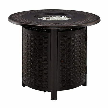 Fire Sense - Hendricks Round Aluminum LPG Fire Pit - Antique Bronze