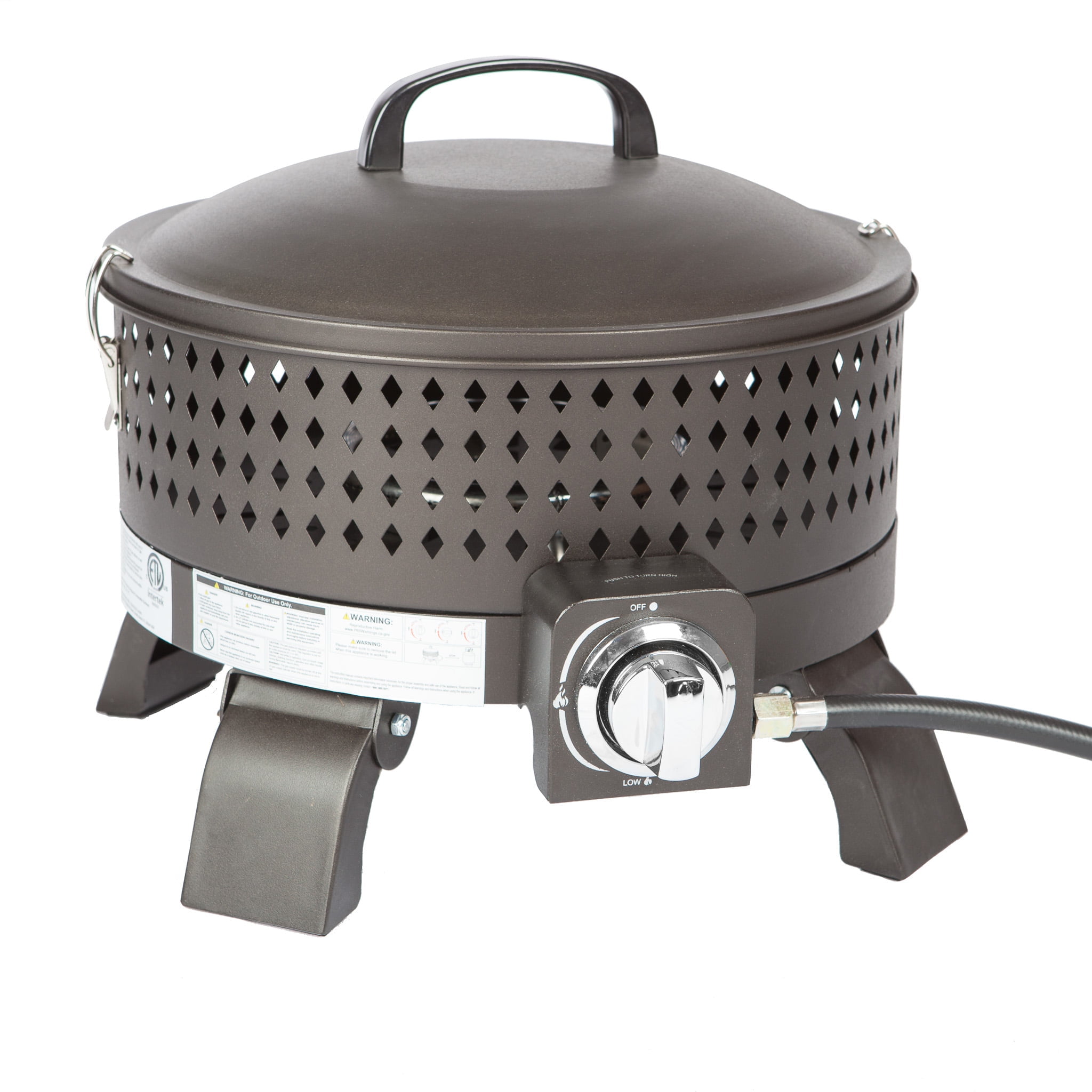 Dark Bronze Portable Gas Fire Pit with Propane Stand, 15"