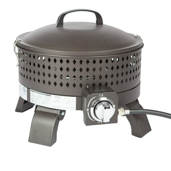 Fire Sense Portable Fire Pit LPG Gas Outdoor Firepit Includes Dark Bronze Propane Stand Round 15"