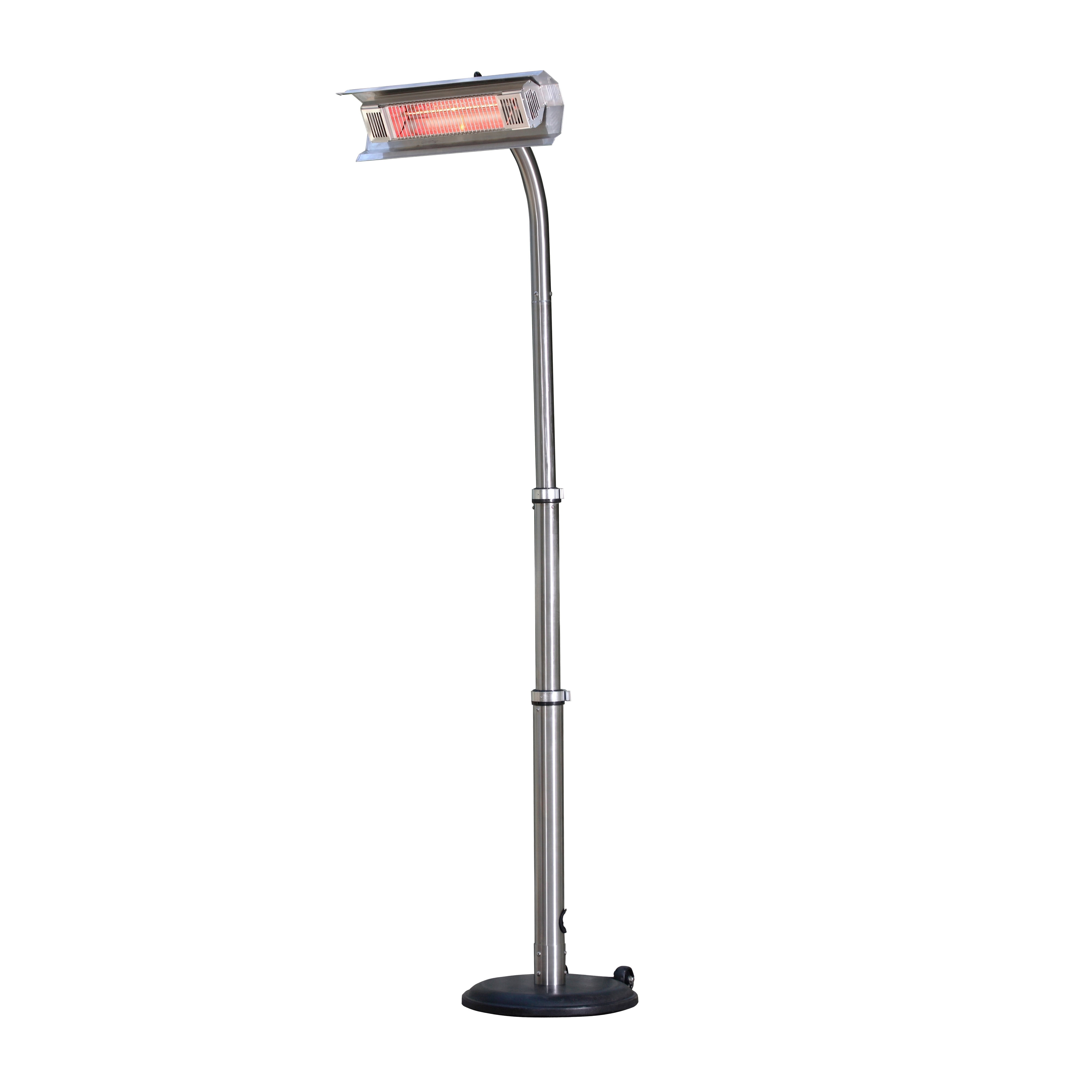 Fire Sense Telescoping Pole Mounted Patio Heater With Wheels Powder Coated Steel Tip-Stainless Steel