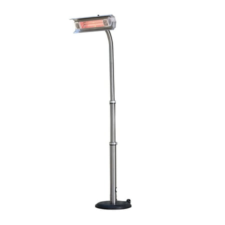 Fire Sense Telescoping Pole Mounted Patio Heater With Wheels Powder Coated Steel Tip-Stainless Steel