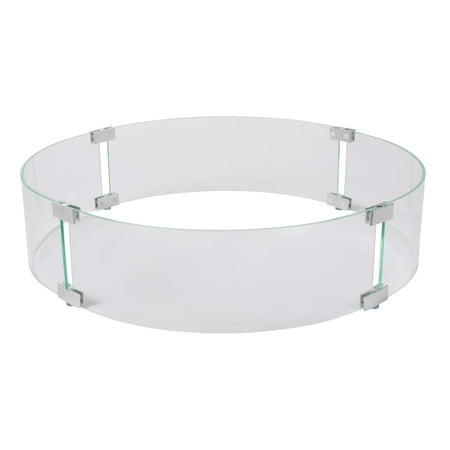 Fire Sense - Tempered Glass Wind Guard for Round LPG Fire Pits - Clear
