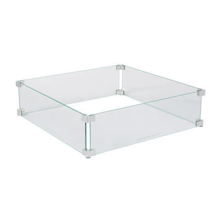 Fire Sense - Tempered Glass Wind Guard for Square LPG Fire Pits - Clear