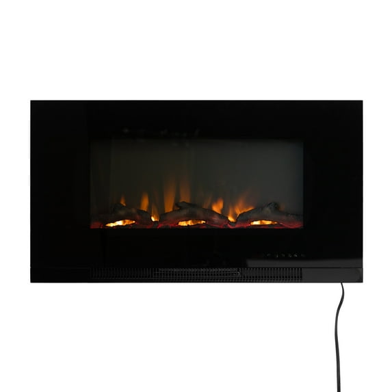 Fire Sense Wall Mount Electric Fireplace, Black, 36"