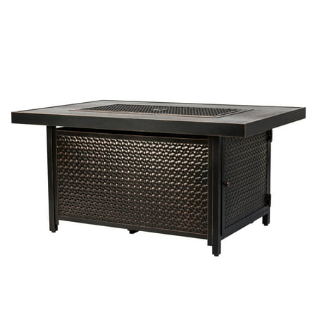 Fire Sense - Weyland Rectangular Aluminum LPG Fire Pit - Antique Bronze