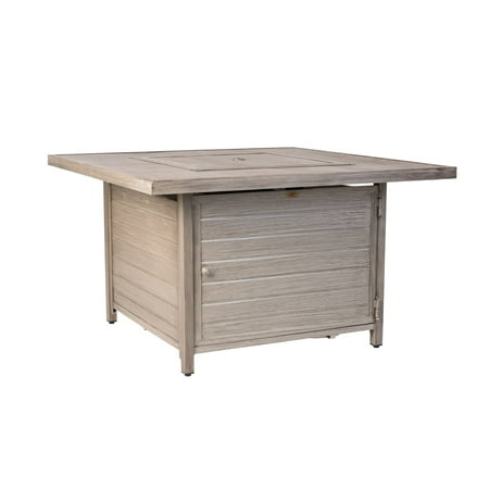 Fire Sense - Langhorne Square Aluminum LPG Fire Pit - Barnwood