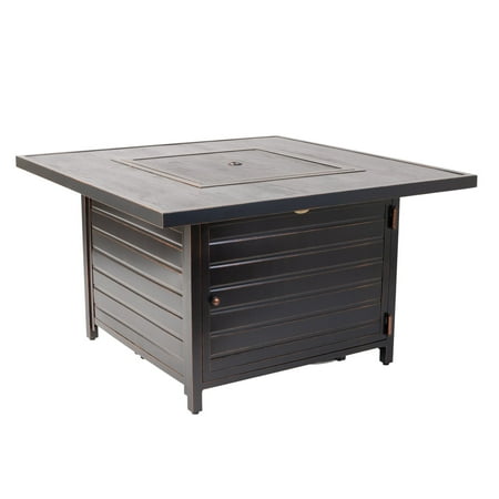 Fire Sense - Langhorne Square Aluminum LPG Fire Pit - Antique Bronze