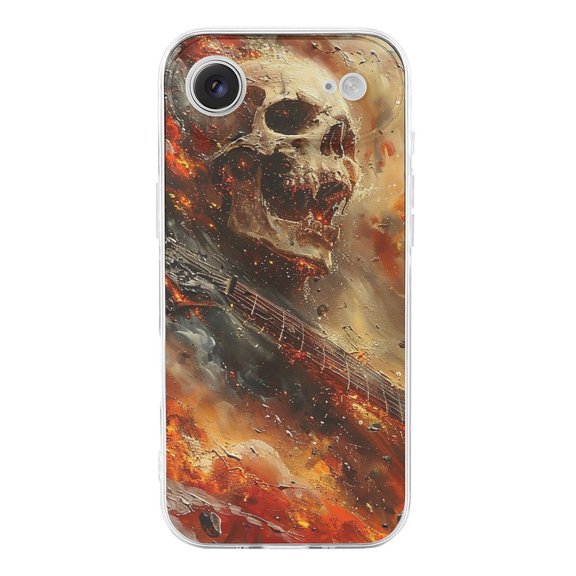 Fire Skull Heavy Metal Music Rock Flame Phone Case Compatible with iPhone 17 Air TPU Transparent Shockproof Cover