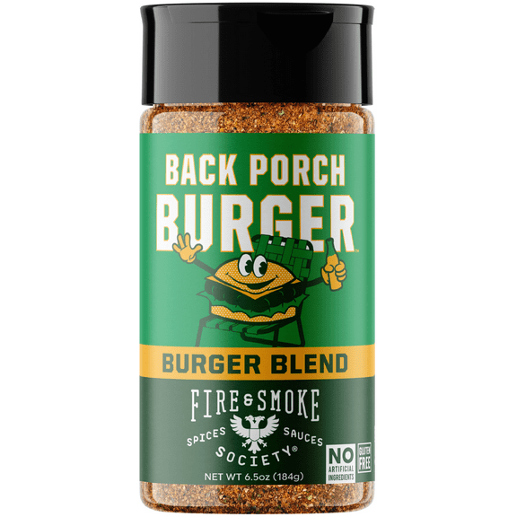 Fire & Smoke Society Back Porch Burger, Hamburger Seasoning Blend, 6.5 Ounce Mixed Spices & Seasonings