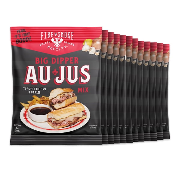 (12 pack) Fire & Smoke Society Au Jus Gravy Mix, 1 oz Au Jus Seasoning Mix