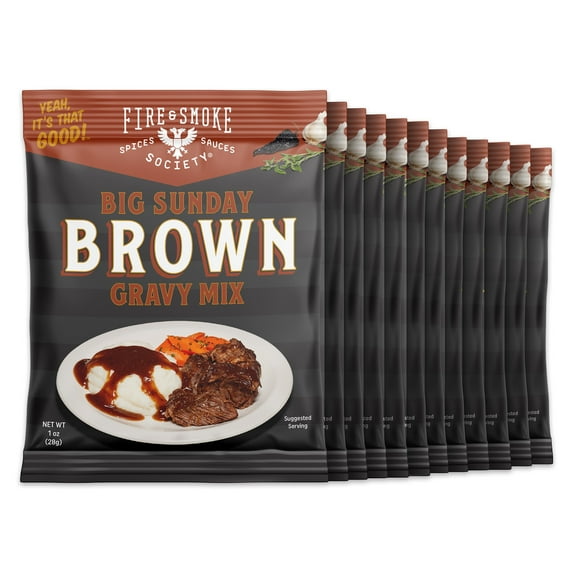 (12 pack) Fire & Smoke Society Brown Gravy Mix, 1 oz Gravy Packet