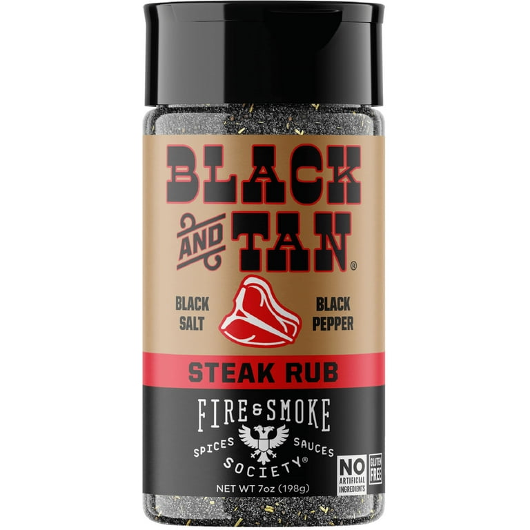  Fire & Smoke Society Black & Tan Steak Seasoning, BBQ Rubs,  Steak Rub for Smoking and Grilling Meat, Steaks, Brisket, Burgers Dry BBQ  Rubs and Spices
