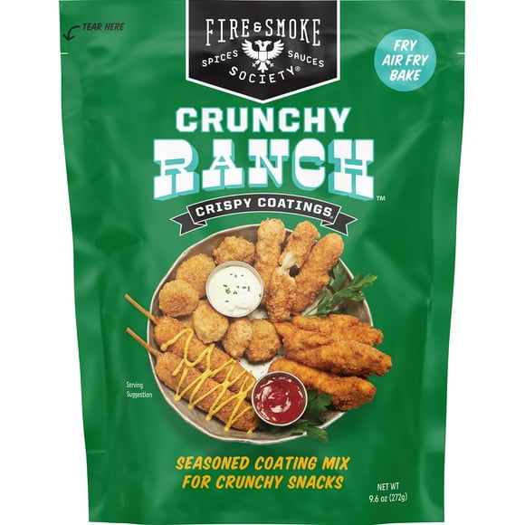 Fire & Smoke Society Crunchy Ranch Chicken Coating Fry Mix, 9.6 Ounce Bag Makes about 8 Servings