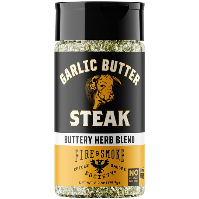 Fire & Smoke Society Garlic Butter Steak Seasoning, 6.2 Ounce Steak Rub Seasoning Blend