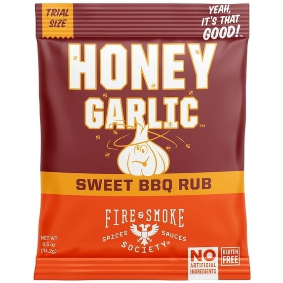 Fire & Smoke Society Honey Garlic BBQ Rub, BBQ Seasoning Mix, .5 oz Seasoning Packet - 2 Pack