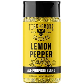 Fire & Smoke Society Lemon Pepper Seasoning, Chicken, Wing Seasoning, 6.1 oz Mixed Spices & Seasonings