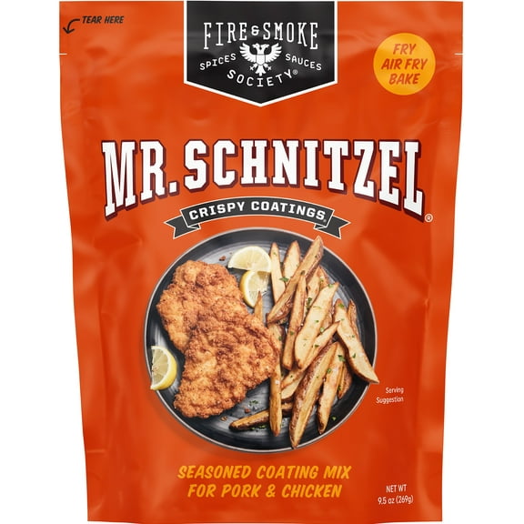 Fire & Smoke Society Mr. Schnitzel Crispy Coating Fry Mix, Pork, Chicken, & Turkey, 9.5 Ounce Box Makes 8 Servings