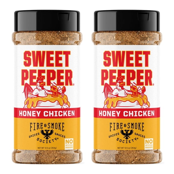 Fire & Smoke Society RRF12 Sweet Peeper | BBQ Seasoning for Smoking and Grilling Meat | Poultry, Chicken, Turkey, Dry BBQ Rubs and Spices | Honey, Brown Sugar, Paprika & Herbs | XL (2-Pack)
