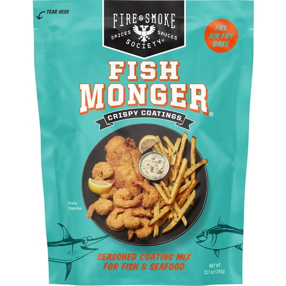 Fire & Smoke Society Southern Style Crispy Fish Fry Mix, Fish Monger Coating, 12.1 Ounce Bag