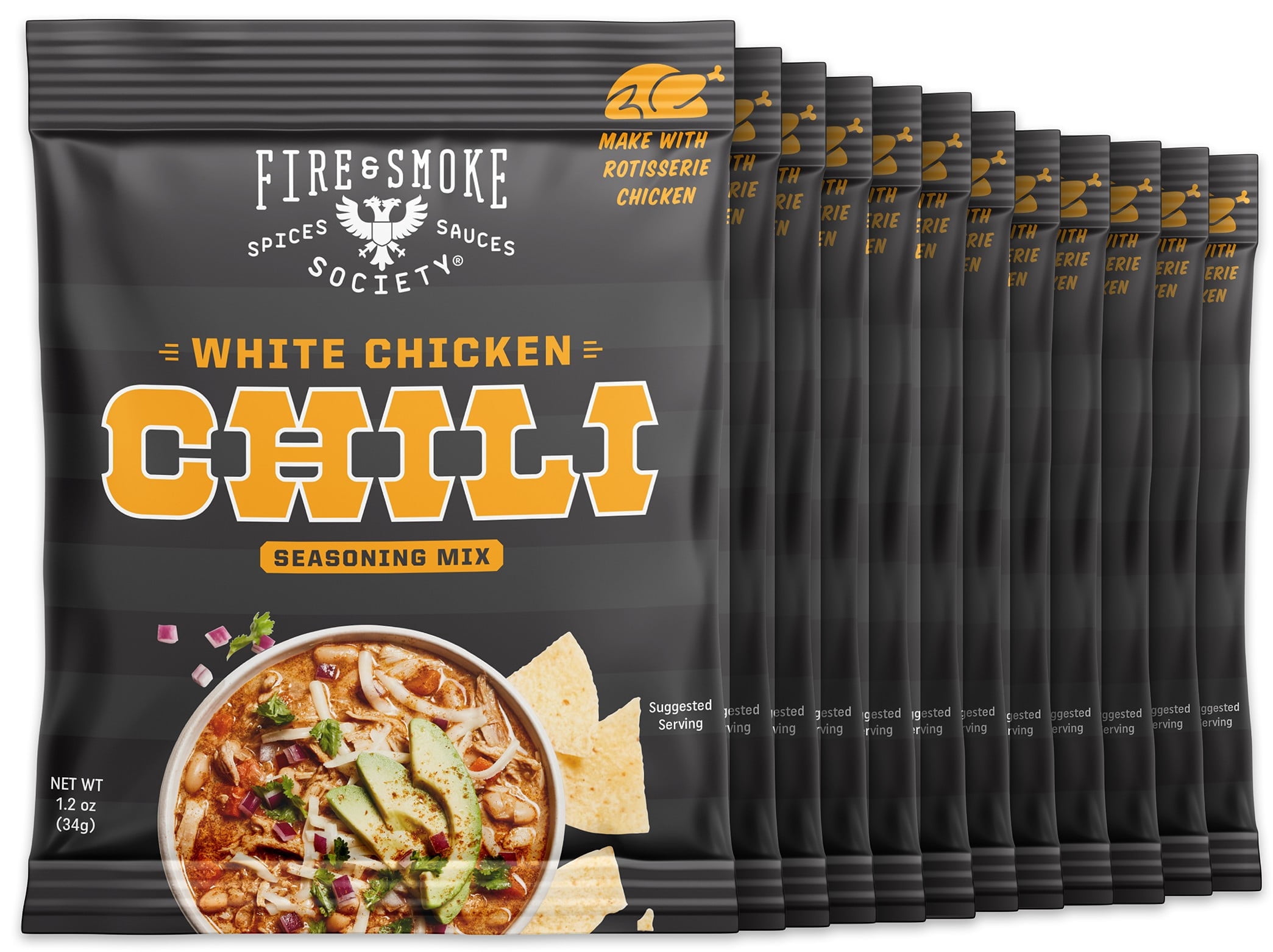 Fire & Smoke Society White Chicken Chili Mix | Chili Seasoning Packets | 1.2 oz (12-Pack)