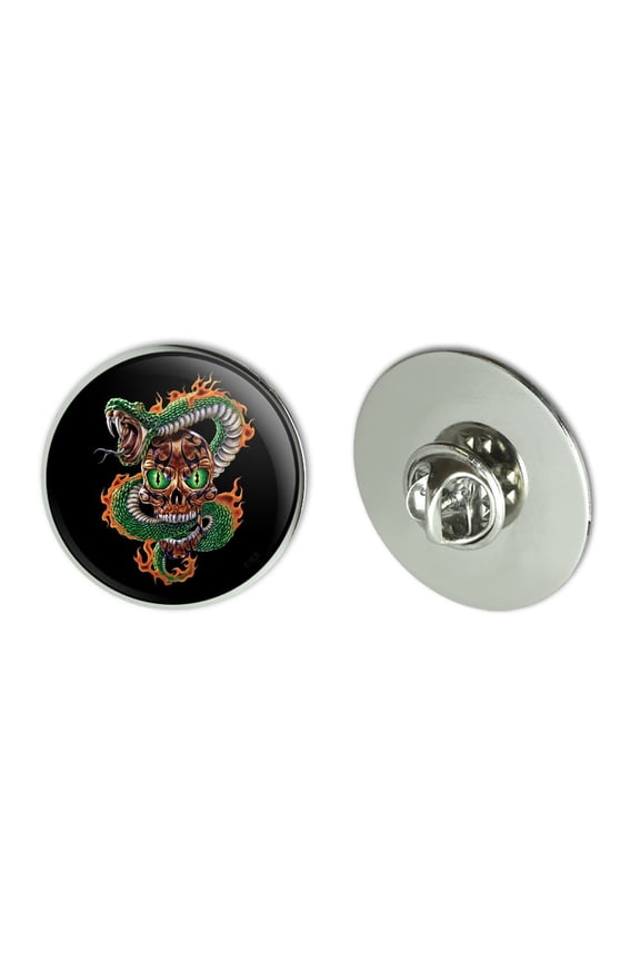 Fire Snake and Skull Biker Motorcycle Flames Racing Metal 1.1" Tie Tack Hat Lapel Pin Pinback